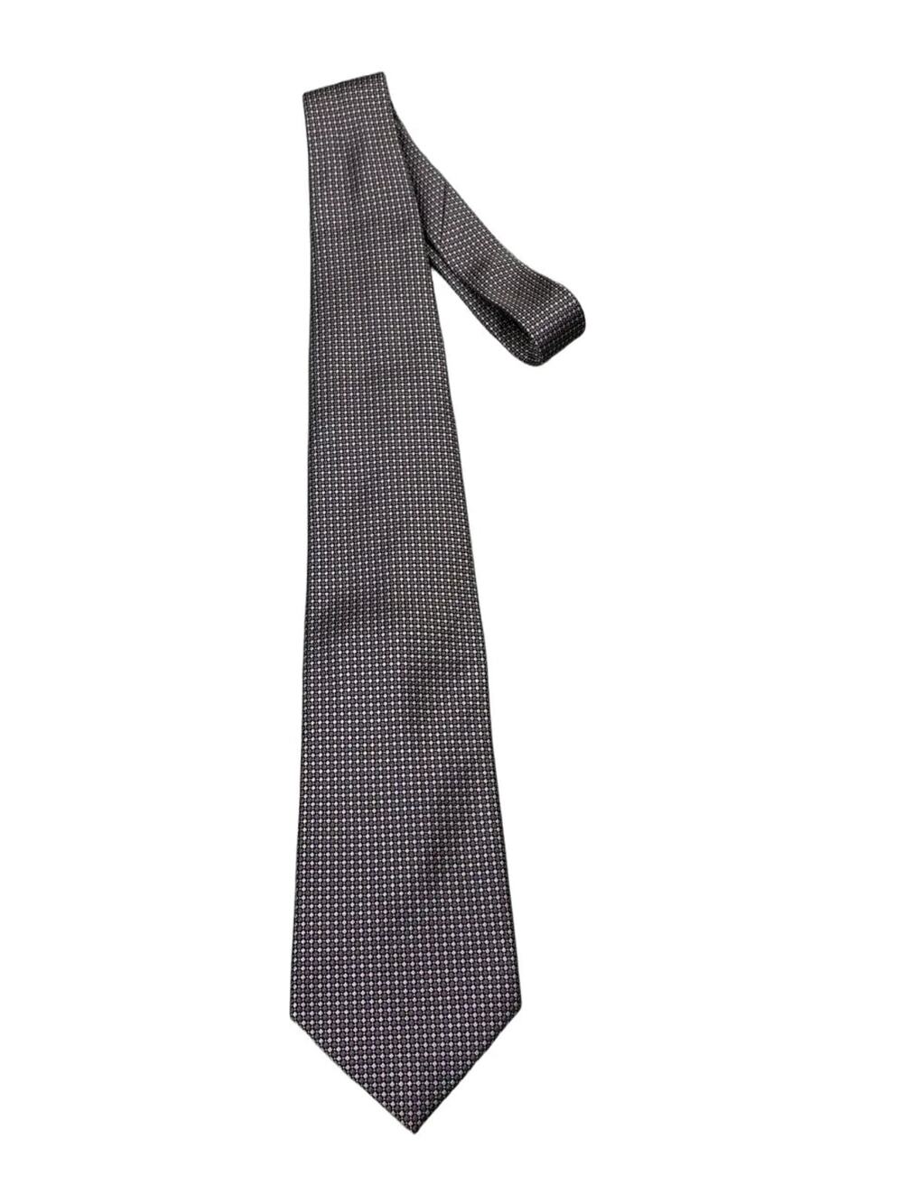 Grant Thomas Micro-Diamond Silk Tie Brown Beige